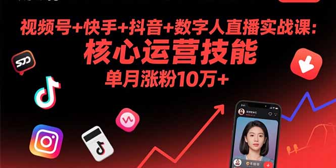 视频号+快手+抖音+数字人直播实战课(9月-樵渔匹