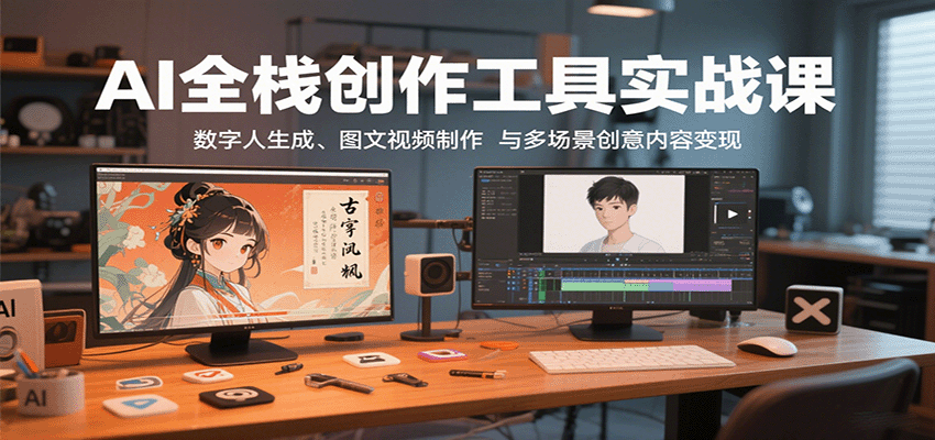 AI全栈创作工具实战课:数字人生成、图文视频制作与多场景创意内容变现-樵渔匹