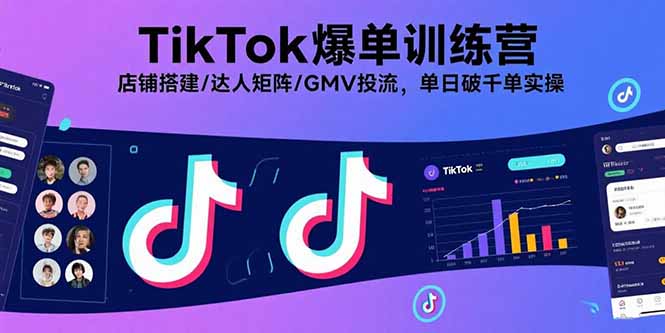 TikTok爆单训练营，店铺搭建/达人矩阵/GMV投流，单日破千单实操-樵渔匹