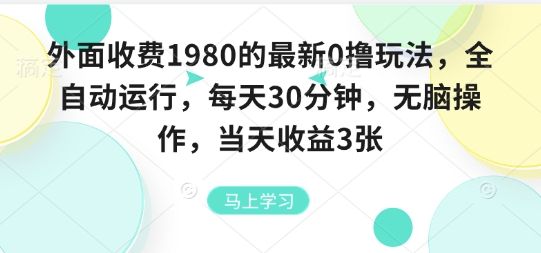 外面收费1980的最新0撸玩法，全自动挂G，每天30分钟，无脑操作，当天收益3张【揭秘】-樵渔匹