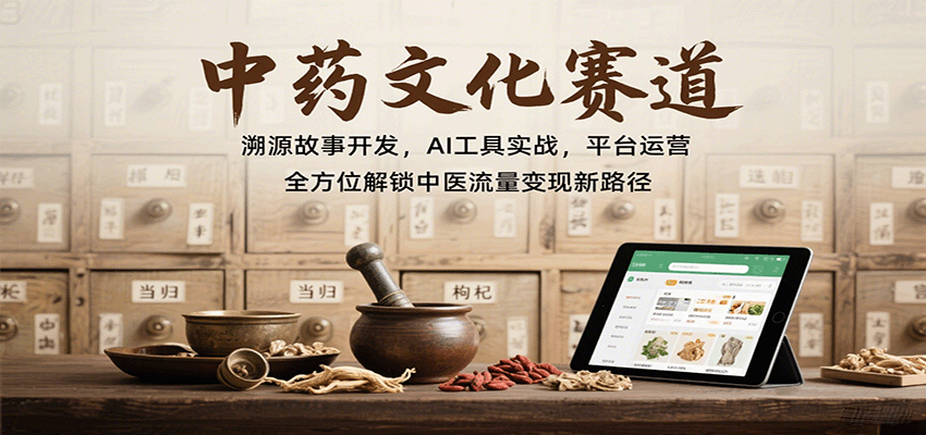 中药文化赛道：溯源故事开发，AI工具实战，平台运营，全方位解锁中医流量变现新路径-樵渔匹