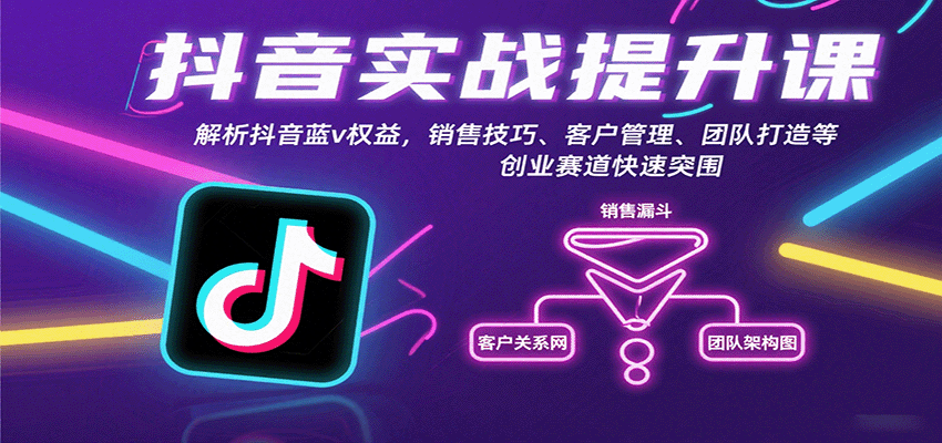 抖音实战提升课：解析抖音蓝v权益，销售技巧、客户管理、团队打造等创业赛道快速突围-樵渔匹