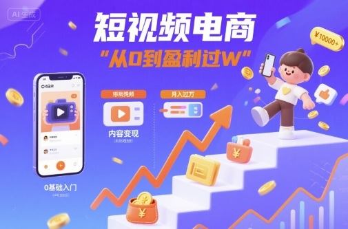 短视频电商：短视频变现从0到盈利过W-樵渔匹