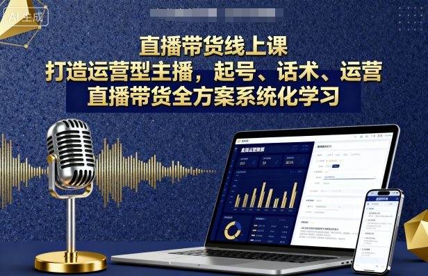 直播带货线上课，打造运营型主播，起号、话术、运营，直播带货全方案系统化学习-樵渔匹