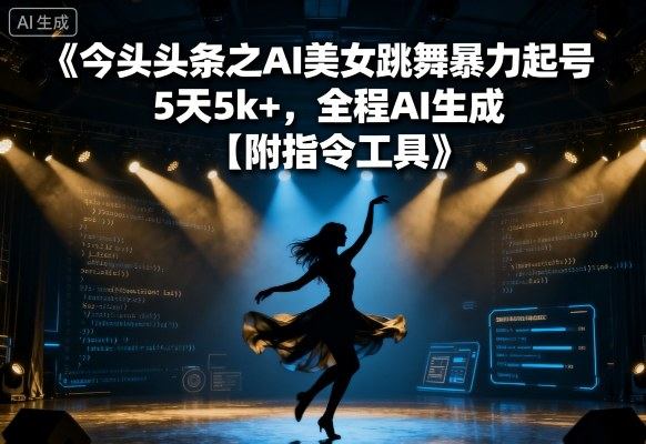 今日头条之AI美女跳舞暴力起号,5天1k+,全程AI生成【附指令工具】-樵渔匹
