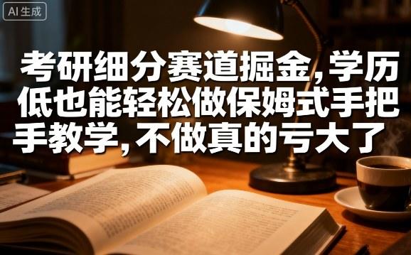 考研细分赛道掘金,日入1k+,学历低也能轻松做保姆式手把手教学,不做真的亏大了【揭秘】-樵渔匹