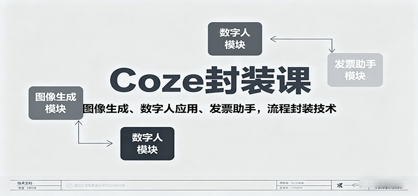 Coze封装课,图像生成、数字人应用、发票助手,流程封装技术-樵渔匹