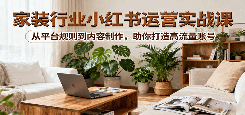 小红书家装行业运营实战课:从平台规则到内容制作,助你打造高流量账号-樵渔匹