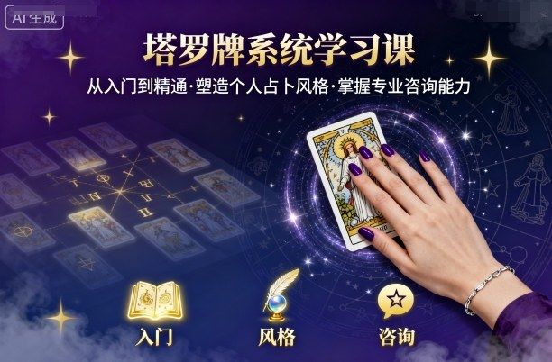 塔罗牌系统学习课,助你从入门到精通,塑造个人占卜风格,掌握专业咨询能力-樵渔匹