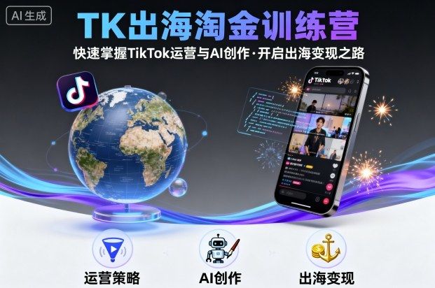 TK出海淘金训练营,助你快速掌握TikTok运营与AI创作,开启出海变现之路-樵渔匹