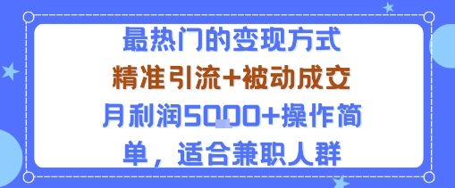 小众赛道玩法:当下最热门的变现方式,精准引流+被动成交月利润5k+操作简单,适合兼职人群-樵渔匹