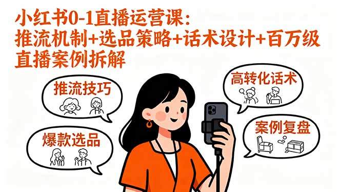 小红书0-1直播运营课:推流机制+选品策略+话术设计+百万级直播案例拆解-樵渔匹