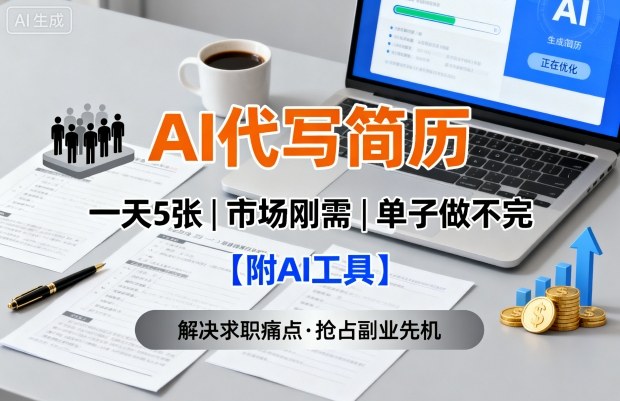 AI代写简历，一天5张，今年找工作难，市场刚需，单子做不完【附AI工具】-樵渔匹