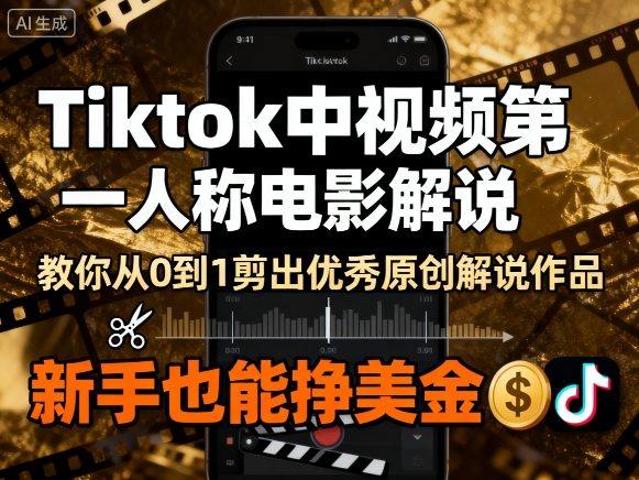 Tiktok中视频第一人称电影解说,教你从0到1剪出一个优秀的原创解说作品,新手也能挣美金-樵渔匹
