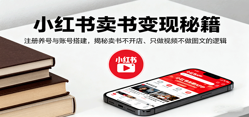 小红书卖书变现秘籍,注册养号与账号搭建,揭秘卖书不开店、只做视频不做图文的逻辑-樵渔匹