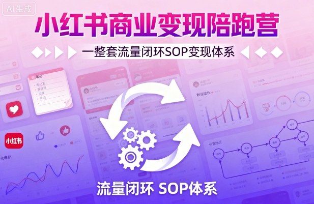 小红书商业变现陪跑营,轻IP矩阵 私域获客 聚光投流,一整套流量闭环SOP变现体系-樵渔匹