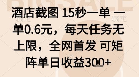 酒店截图项目,15秒一单,一单0.6米,每天任务无上限,全网首发可矩阵单日收益3张+【揭秘】-樵渔匹