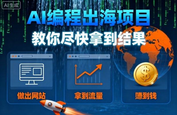 AI编程出海项目,教你尽快拿到结果-做出网站、拿到流量、賺到钱-樵渔匹