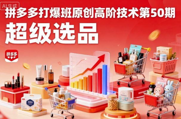 拼多多打爆班原创高阶技术第50期,超级选品-樵渔匹