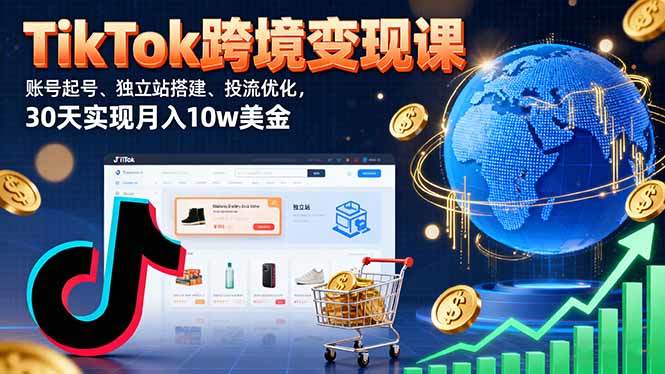 TikTok跨境变现课:账号起号、独立站搭建、投流优化,30天实现月入10w美金-樵渔匹