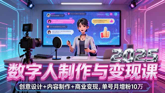 2025数字人制作与变现课,创意设计+内容制作+商业变现,单号月增粉10万+-樵渔匹