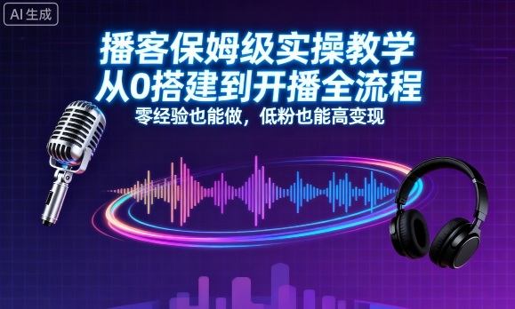 播客保姆级实操教学,从0搭建到开播全流程,零经验也能做,低粉也能高变现-樵渔匹