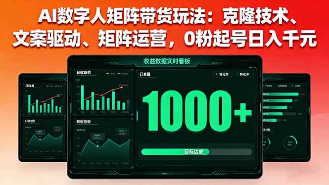 AI数字人矩阵带货玩法:克隆技术、文案驱动、矩阵运营,0粉起号日入千元-樵渔匹