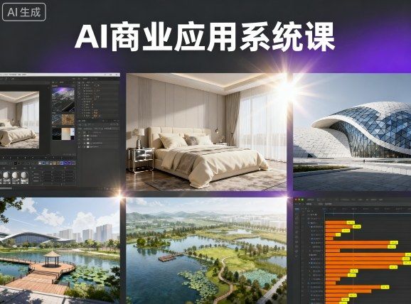 AI商业应用系统课,室内-软装-建筑-景观,智能设计+效果图+动画画实战-樵渔匹