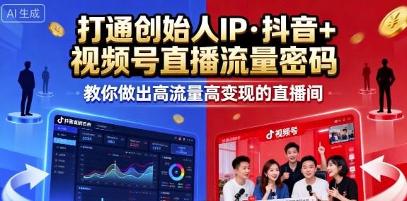 25年直播9-10两期线下课,打通创始人IP,抖音+视频号直播流量密码,教你做出高流量高变现的直播间-樵渔匹