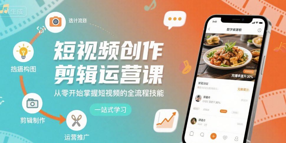 短视频创作剪辑运营课,从零开始掌握短视频的全流程技能-樵渔匹