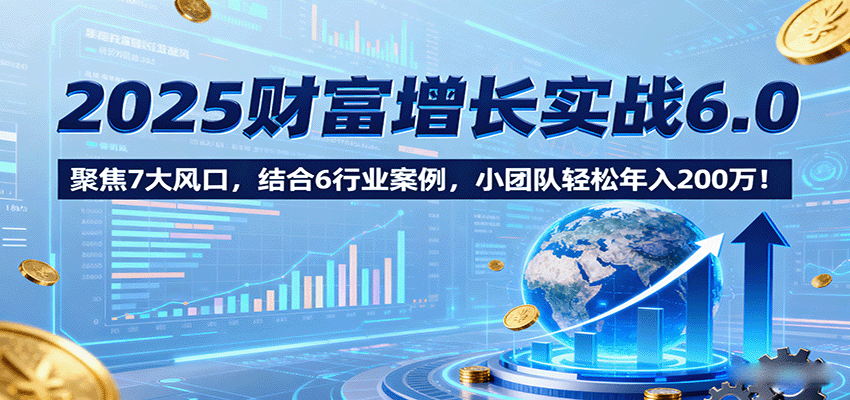 2025财富增长实战6.0,聚焦7大风口,结合6行业案例,小团队轻松年入200万!-樵渔匹