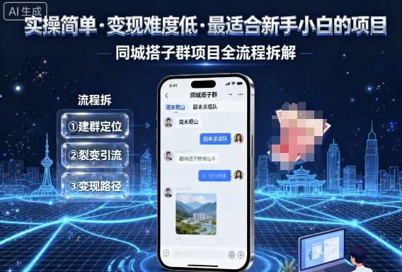 实操简单,变现难度低,最适合新手小白做的项目,每天轻松收入3张,同城搭子群项目全流程拆解-樵渔匹