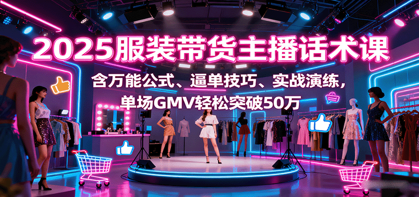 2025服装带货主播话术课,含万能公式、逼单技巧、实战演练,单场GMV轻松突破50万-樵渔匹