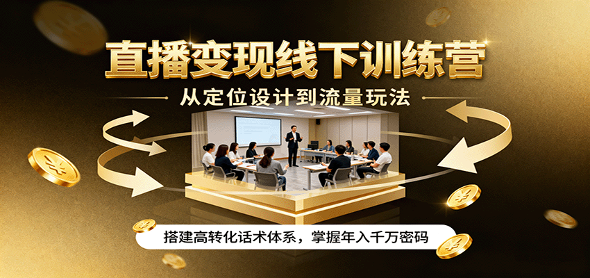 直播变现线下训练营,从定位设计到流量玩法,搭建高转化话术体系,掌握年入千万密码-樵渔匹
