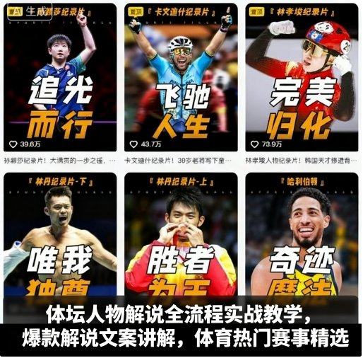 体坛人物解说全流程实战教学,爆款解说文案讲解,体育热门赛事精选-樵渔匹
