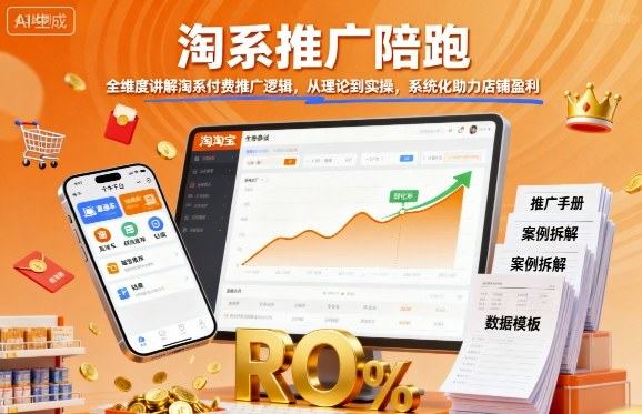 淘系推广陪跑,全维度讲解淘系付费推广逻辑,从理论到实操,系统化助力店铺盈利-樵渔匹