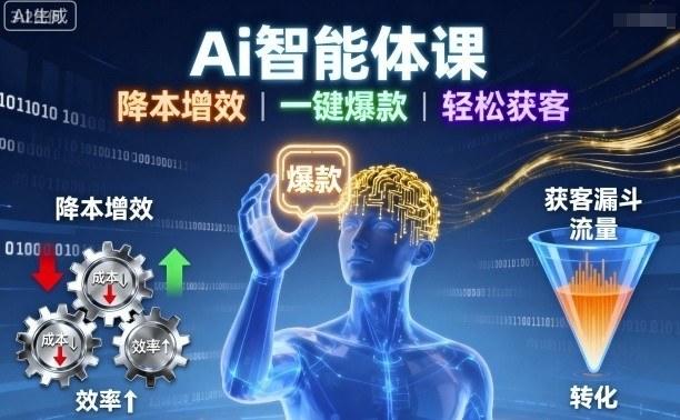 Ai智能体课,降本增效,一键爆款,轻松获客-樵渔匹