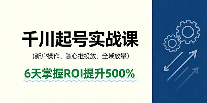 抖音千川起号实战课,新户操作,随心推投放,全域放量,6天掌握ROI提升500%-樵渔匹