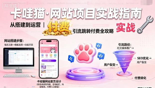 卡哇猫·网站项目,网站搭建与运营以及引流跳转付费-樵渔匹