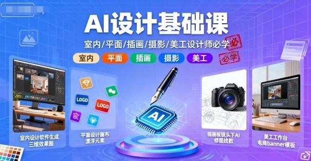 AI设计基础课,室内、平面、插画、摄影、美工设计师必学的-樵渔匹
