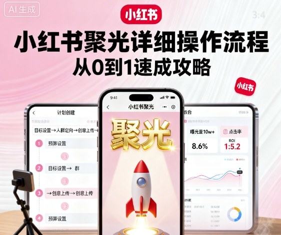 小红书聚光详细操作流程,小红书聚光从0到1速成攻略-樵渔匹