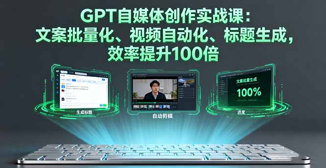 GPT自媒体创作实战课:文案批量化、视频自动化、标题生成,效率提升100倍-樵渔匹