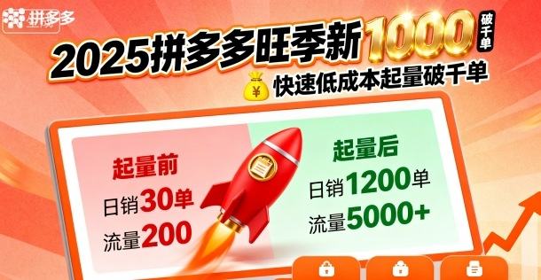 2025拼多多旺季新老店铺——快速低成本起量破千单-樵渔匹