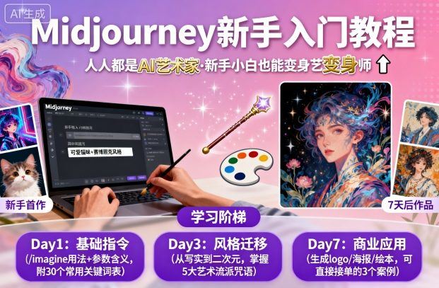 midjourney新手入门教程:人人都是AI艺术家,新手小白也能变身艺术大师-樵渔匹
