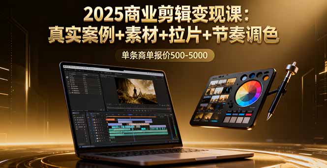 2025商业剪辑变现课:真实案例+素材+拉片+节奏调色,单条商单报价500-5000-樵渔匹