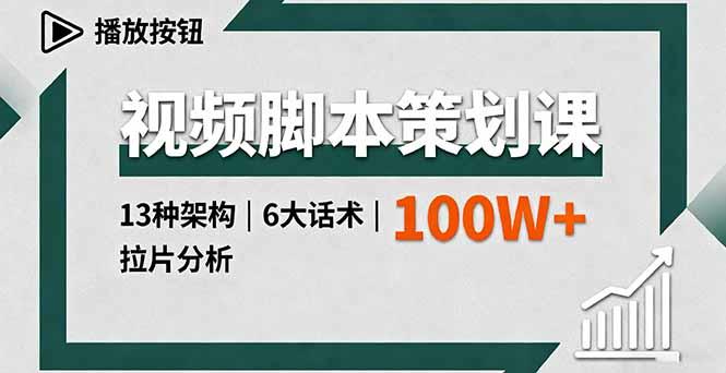 视频脚本策划课,13种架构、6大话术、拉片分析,单条播放百万+-樵渔匹