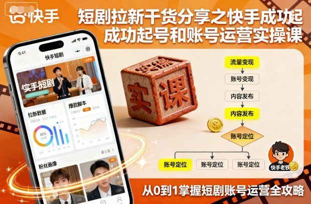 短剧拉新干货分享之快手成功起号和账号运营实操课-樵渔匹