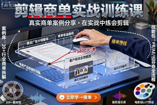 剪辑商单实战训练课,真实商单案例分享,在实战中练会剪辑-樵渔匹