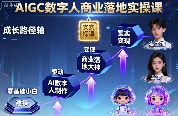 AIGC数字人商业落地实操课,从零基础小白到AI数字人大神-樵渔匹