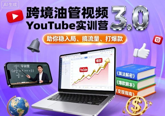 跨境油管视频YouTube实训营3.0,助你稳入局、搞流量、打爆款-樵渔匹